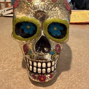 Mirrored Decorative Glitter Sugar Skull